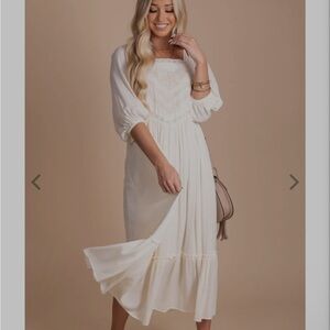 Bella Ella Boutique White Boho Midi Dress